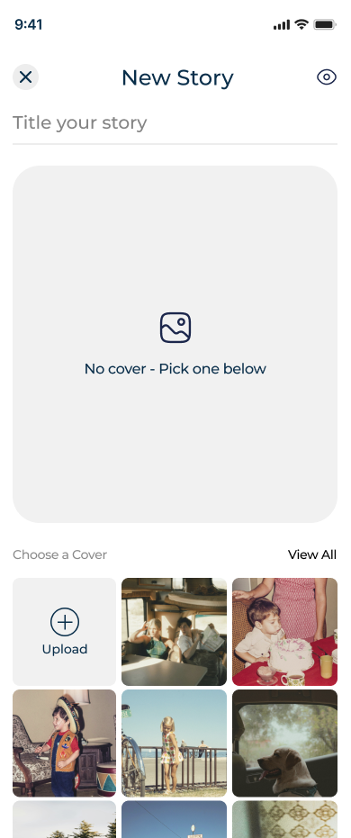 New Story — title and cover picker